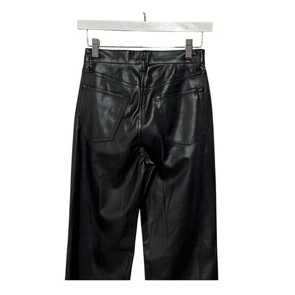 RAG & BONE WOMENS 23 HARLOW FULL LENGTH FAUX LEATHER STRAIGHT PANT BLACK NEW - Picture 10 of 15